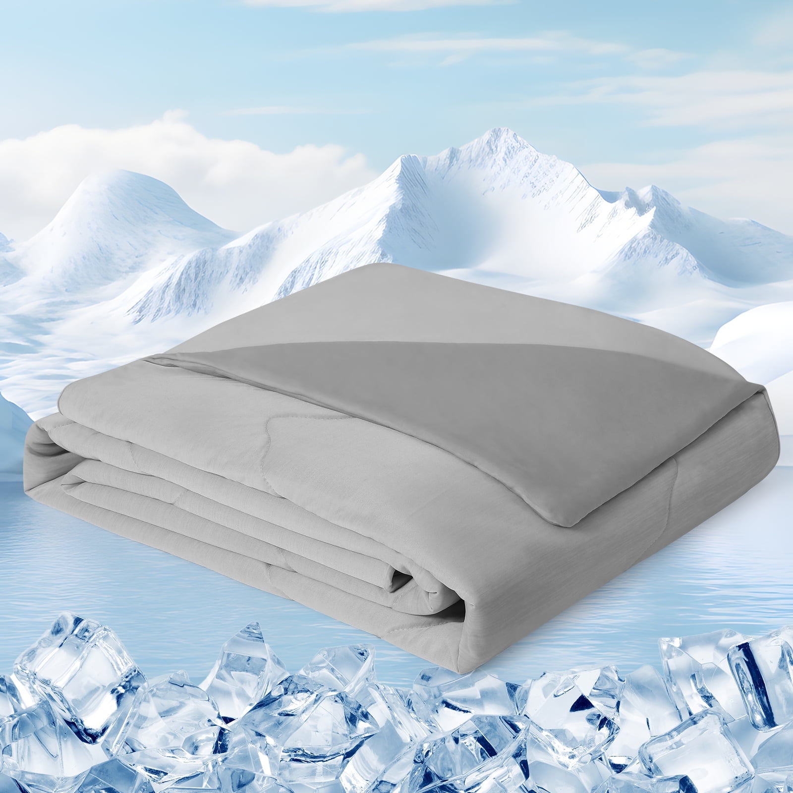 Aship Cooling Comforter Twin Size, Dual Sided Summer Comforter for Hot Sleepers, Q-Max>0.45 Arc-Chill Fabric Lightweight Breathable Cooling Quilt 59*74 in