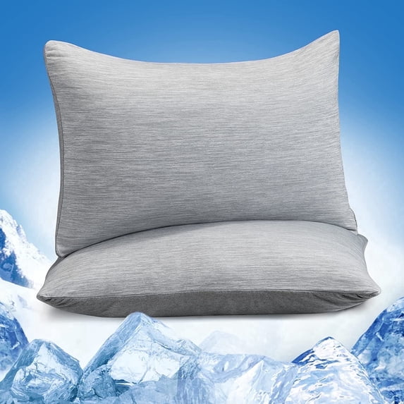 Aship Arc-Chill Cooling Pillow Cases, Q-Max >0.45 Jade-Infused Dual-Sided Summer Cooling Pillowcase, Smoother Skin & Frizz-Free Hair, Hidden Zipper, Machine Washable, Queen 20''x30'', 2 Pack Gray