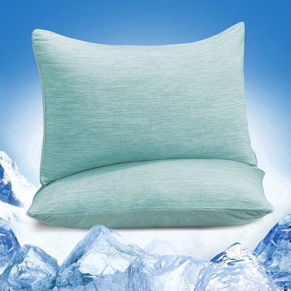 Aship Arc-Chill Cooling Pillow Cases, Q-Max >0.45 Jade-Infused Dual-Sided Summer Cooling Pillowcase, Smoother Skin & Frizz-Free Hair, Hidden Zipper, Machine Washable, Queen 20''x30'', 2 Pack Green