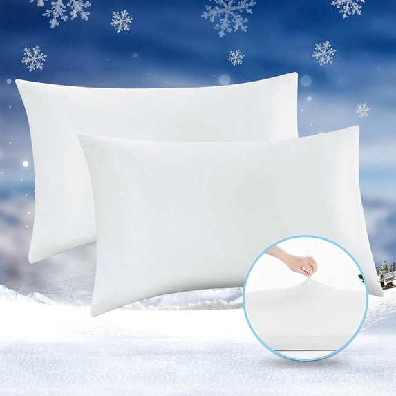 Aship Cooling Pillowcases, Q-max 0.55 Ultra-Chill & Stretch Summer Cooling Pillow Cases for Skin Hair & Hot Sleepers, OEKO-TEX Certified, Hidden Zipper, Machine Washable, King 20''x36'', 2 Pack White