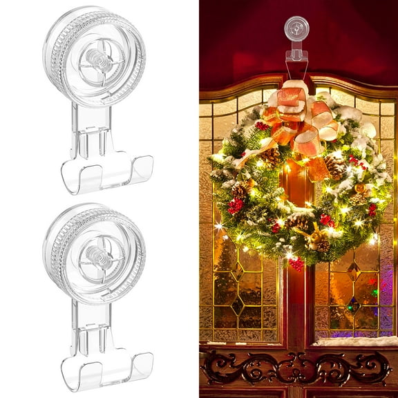 Aship Suction Cup Hooks, Large Clear Vacuum Razor Holder, Removable Waterproof Shower Hooks for Bathroom Kitchen, Reusable Suction Hangers for Razor Towel Loofah Christmas Wreath Decorations - 2 Pack