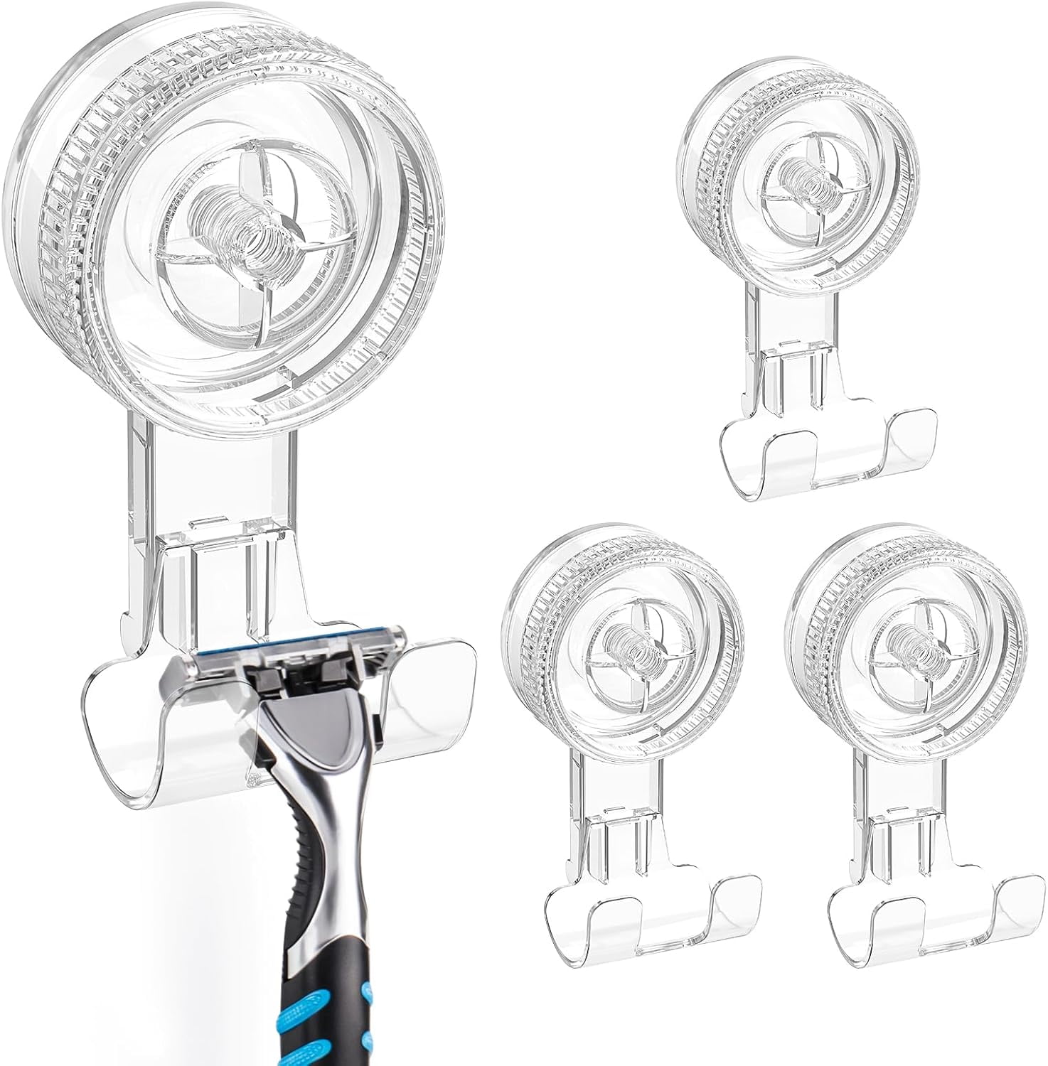 Suction Raser Aship Suction Cup Hooks, Large Clear Vacuum Razor Holder, Removable ...