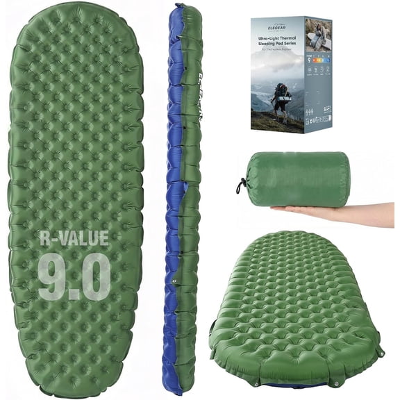 Aship Sleeping Pad for Camping, Ultralight 9 R-Value Camping Sleeping Mat for All Seasons, Insulated Backpacking Sleeping pad  for Hiking