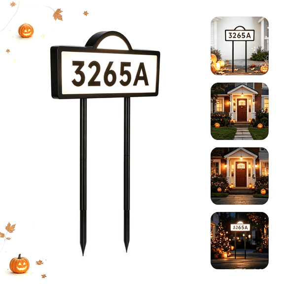 Aship Solar LED House Number Address Sign,Waterproof Light Up, Cold/Warm/Daylight White,Wall Mounted or in Ground for Yard,House Numbers for Outside