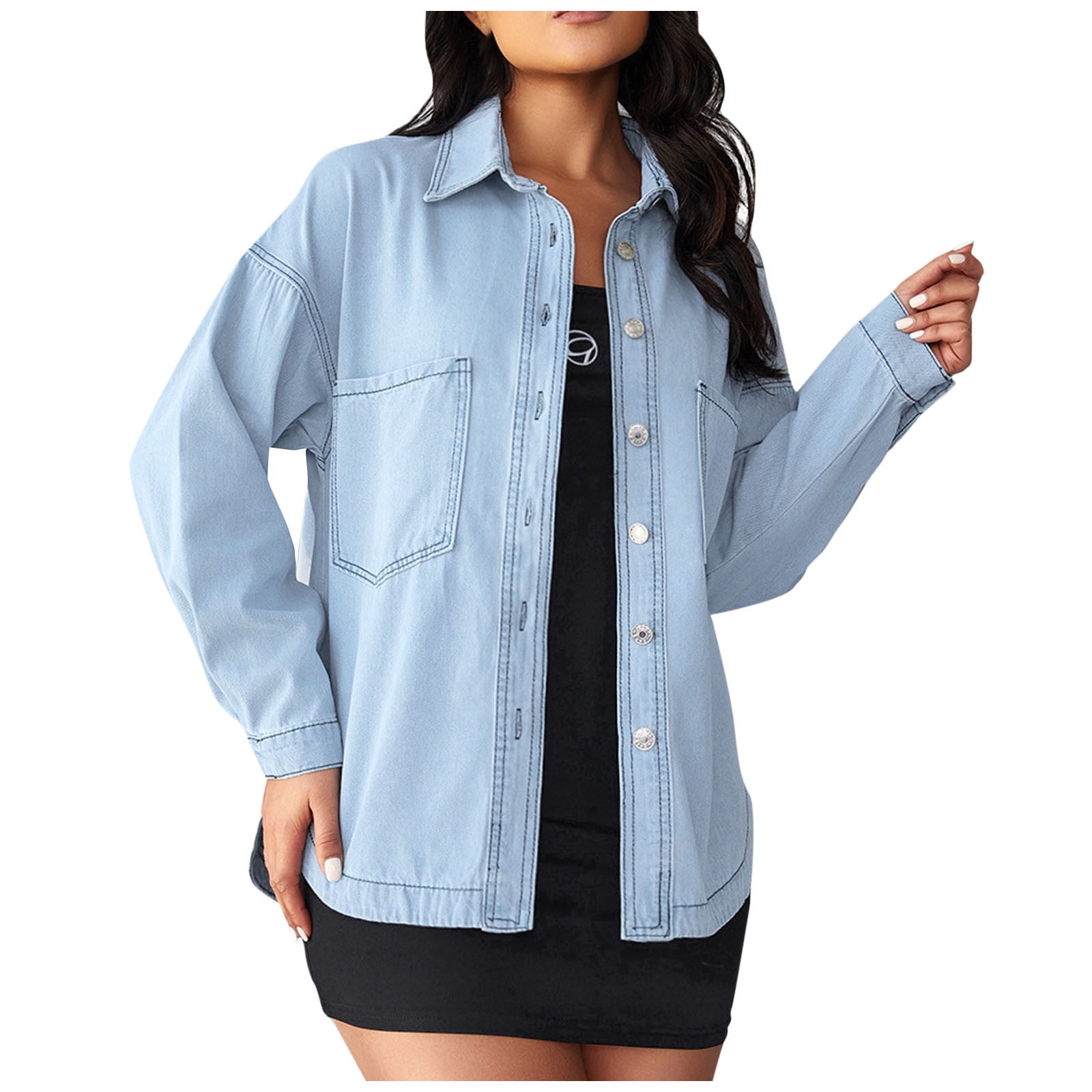 新品未使用OVER SIZE DENIM JACKET WITH CULOTTE Autumn Denim Jacket, Loose Slimming Design with Patchwork