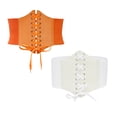 thumbnail image 1 of Ashirexll 2PC Waist Trainer for Women Solid Color Wide Style Adjustable Strap Retro Court Style Corset Orange + White Free Size, 1 of 2