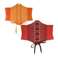 thumbnail image 1 of Ashirexll 2PC Waist Trainer for Women Solid Color Wide Style Adjustable Strap Retro Court Style Corset Orange + Wine Free Size, 1 of 2