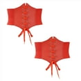 thumbnail image 1 of Ashirexll 2PC Waist Trainer for Women Solid Color Wide Style Adjustable Strap Retro Court Style Corset Red Free Size, 1 of 2