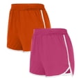 thumbnail image 1 of Ashirexll 2PCS Workout Shorts Women, Solid Color Shorts Casual Loose Comfy Elastic Waist Yoga Athletic Short Trendy Beach Shorts with Pockets Style D Orange B XXL, 1 of 2