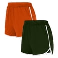 thumbnail image 1 of Ashirexll 2PCS Workout Shorts Women, Solid Color Shorts Casual Loose Comfy Elastic Waist Yoga Athletic Short Trendy Beach Shorts with Pockets Style D Orange C XL, 1 of 2