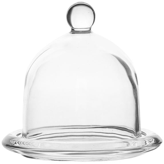 Clear Glass Cake Tray with Dome Cover Decorative Round Cupcake Dessert Fruits Tray