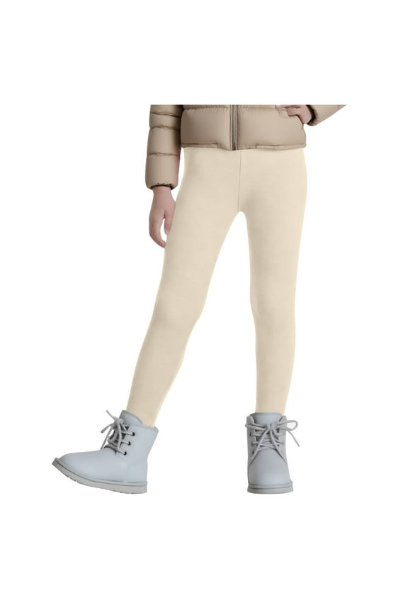 3-13 Years Boys and Girls Yoga Leggings Solid Color Fuzzy Fleece Lined Elastic Waist for Kids Fall Winter