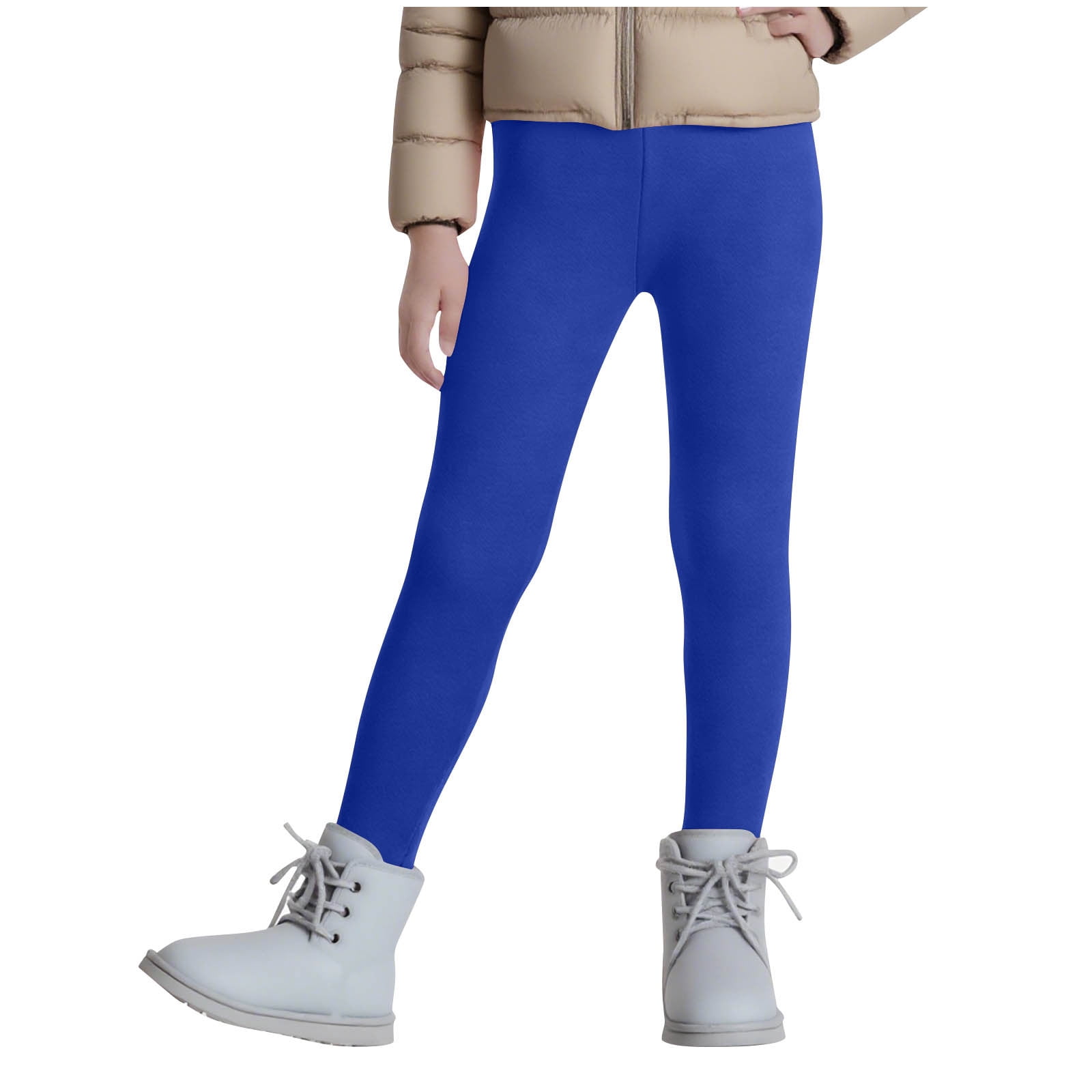 Ashirexll 3-13 Years Boys and Girls Yoga Leggings Solid Color Fuzzy