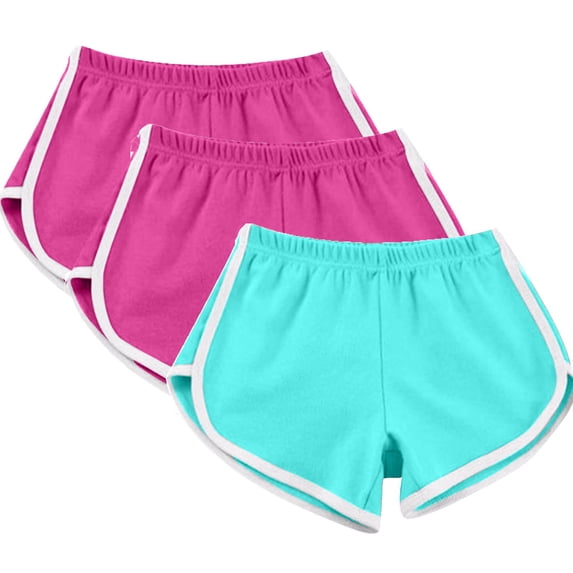 Ashirexll 3 Packs Athletic Shorts for Women, Solid Color Plus Size Workout Elastic Waist Soft Comfy Breathable Running Shorts Blue C S