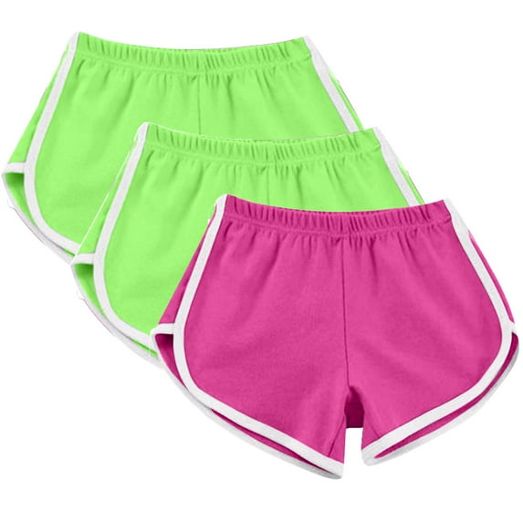 Ashirexll 3 Packs Athletic Shorts for Women, Solid Color Plus Size Workout Elastic Waist Soft Comfy Breathable Running Shorts Green A XL