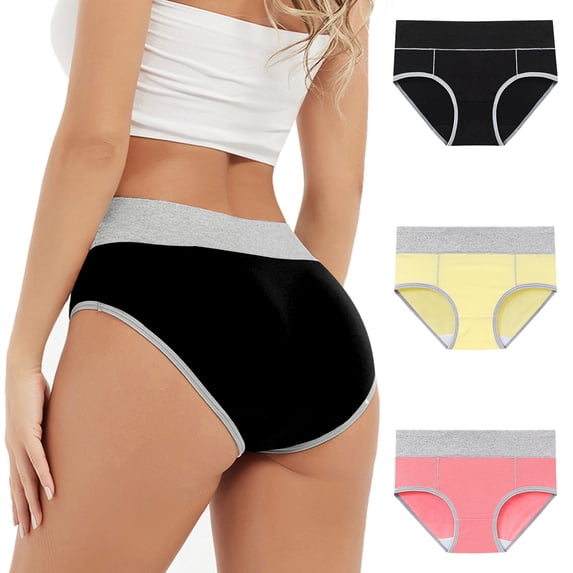 Ashirexll 3PC Period Underwear for Women Menstrual Leak Proof Menstrual Mid Waisted Panties Cotton Physiological Postpartum Underwear Watermelon Red A M