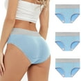 thumbnail image 1 of Ashirexll 3PC Underwear Women Pack Plus Size Period Panties Menstrual Leak Proof Menstrual Mid Waisted Panties Cotton Physiological Period Underwear Light Blue 3XL, 1 of 8