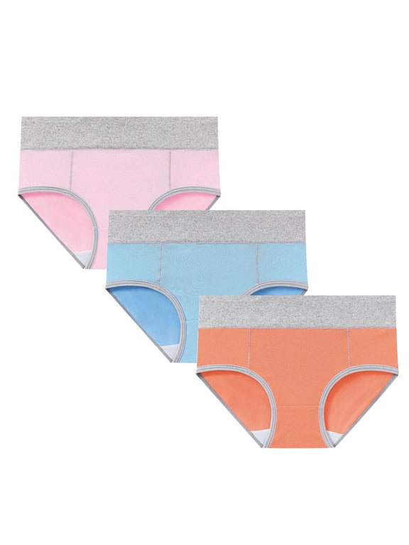 3PC Womens Cotton Underwear High Waist Full Coverage Briefs Soft Breathable Postpartum Panties Stretch Underpants Orange B 3XL
