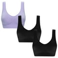 thumbnail image 1 of Ashirexll 3Pcs Plus Size Sports Bra Full Coverage Wirefree Moisture Wicking Ultra-Thin Lightweight Breathable Comfortable Seamless Bras Black C S, 1 of 7
