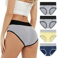 thumbnail image 1 of Ashirexll 4PC Period Underwear for Women Menstrual Leak Proof Menstrual Mid Waisted Panties Cotton Physiological Postpartum Underwear Navy B L, 1 of 8