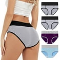 thumbnail image 1 of Ashirexll 4PC Period Underwear for Women Menstrual Leak Proof Menstrual Mid Waisted Panties Cotton Physiological Postpartum Underwear Purple C 5XL, 1 of 8