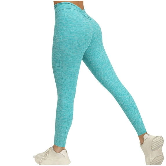 Ashirexll Athletic Leggings for Women, Black Leggings Women, Patchwork High Waist Stretch Strethcy Fitness Leggings Yoga Pant Light Blue S
