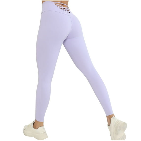 Ashirexll Athletic Leggings for Women, Black Leggings Women, Patchwork High Waist Stretch Strethcy Fitness Leggings Yoga Pant Purple C L