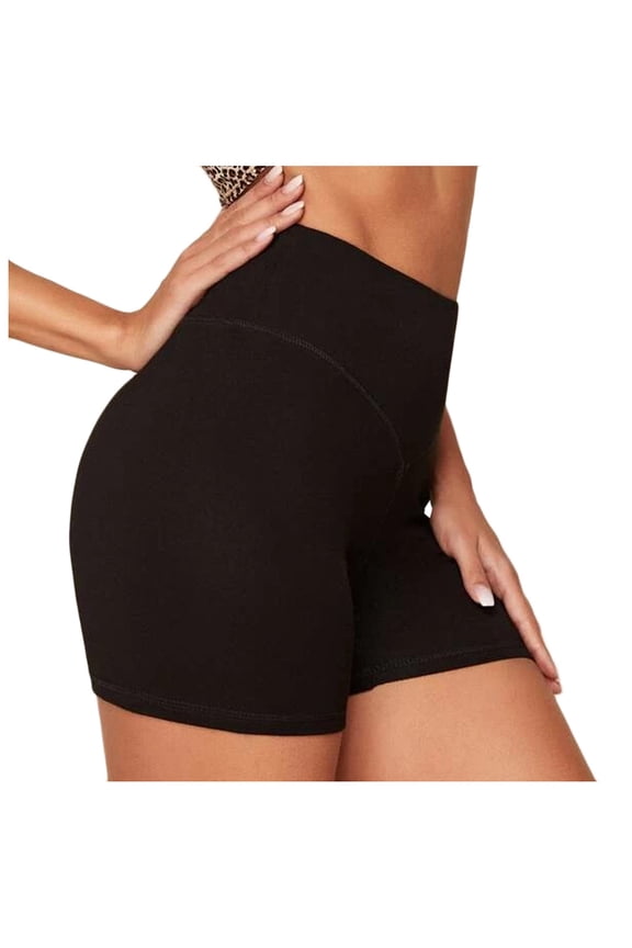 Athletic Shorts for Women Workout Shorts Booty Leggings Butt Lift High Waisted Solid Color Sports Yoga Shorts Black S