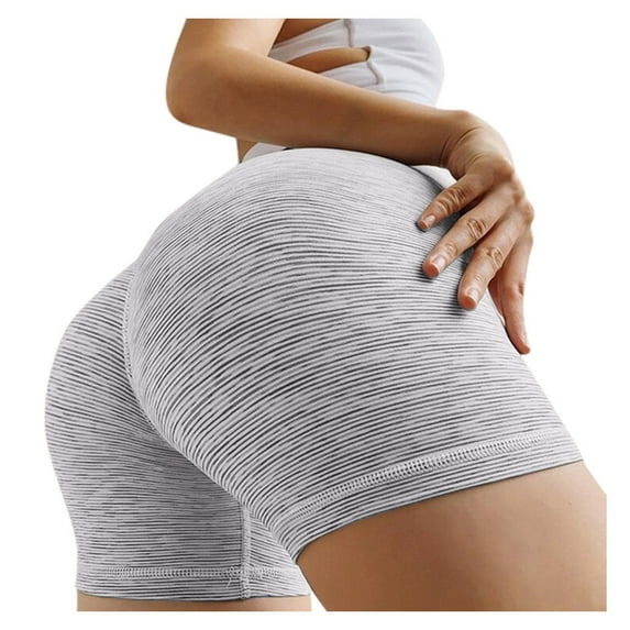 Ashirexll Athletic Shorts for Women Workout Shorts Textured Booty Leggings Shorts Anti-Cellulite Scrunch Butt Lift Gray XL