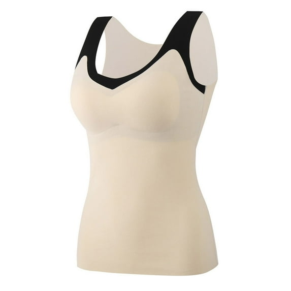 Ashirexll Base Layer Women Cold Plus Size Front Buckle Weather Winter Self-Heating Warm and Seamless Fleece Bottoming Cold-Proof Undershirt for Women Beige B 3XL