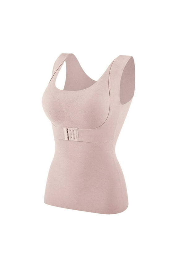 Base Layer Women Cold Plus Size Front Buckle Weather Winter Self-Heating Warm and Seamless Fleece Bottoming Cold-Proof Undershirt for Women Pink A L