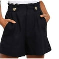 thumbnail image 1 of Ashirexll Bermuda Shorts for Women Casual Shorts Solid Color Drawstring Comfy Elastic Waist Shorts Summer with Pockets Black S, 1 of 7
