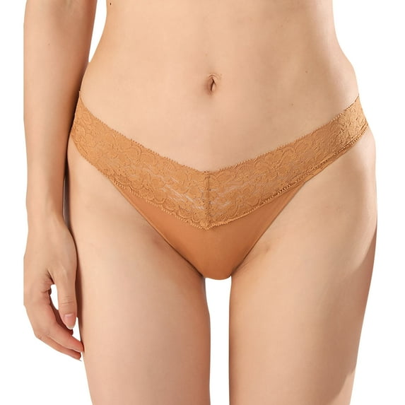 Ashirexll Bikini Underwear for Women Lace Low Rise Sexy Comfortable Breathable Seamless Underwear for Women Khaki L