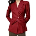 thumbnail image 1 of Ashirexll Blazers for Women Fall Winter Button Solid Color Tie Slim Turn Down Collar Long Sleeve Casual Outwear Jacket with Pockets Wine XXL, 1 of 6