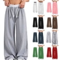 thumbnail image 1 of Ashirexll Boys Sweatpants Solid Color Drawstring Elastic Waist Side Pockets Loose Wide Leg Sports Pants for 4-15 Years, 1 of 5