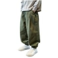 thumbnail image 1 of Ashirexll Boys and Girls Cargo Pants Solid Color with Multiple Pockets Cuffed Pants Casual Sports for Children 3-15 Year, 1 of 6