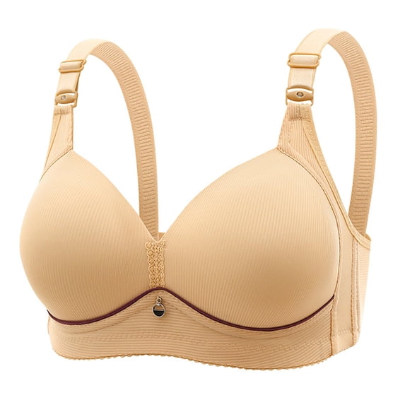 Ashirexll Bralettes for Women, Bra for Big Busted Women, Solid Color Wire Free Breathable Comfortable Thin Middle-Aged and Elderly Bra Beige XL