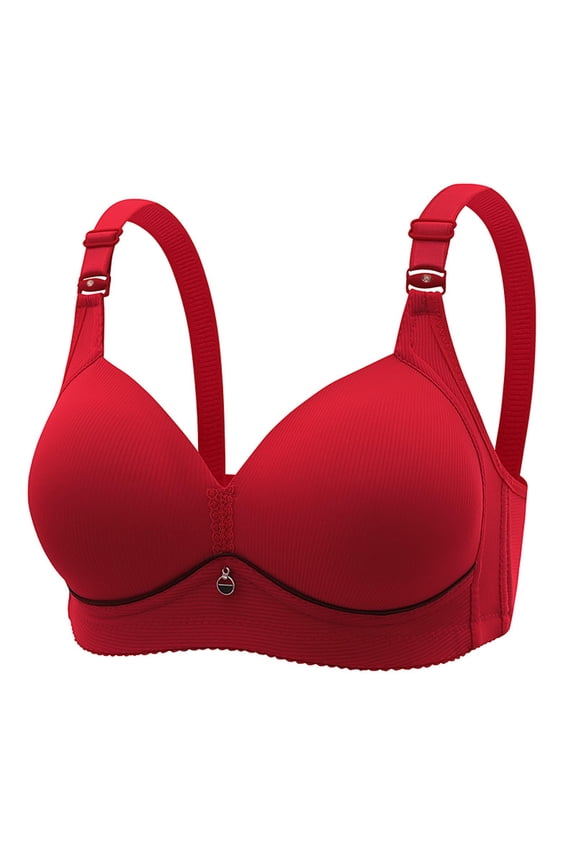 Bralettes for Women, Bra for Big Busted Women, Solid Color Wire Free Breathable Comfortable Thin Middle-Aged and Elderly Bra Wine M