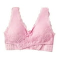thumbnail image 1 of Ashirexll Bralettes for Women, Lace Bras for Women, Solid Color Breathable Gathering Thin Bras Pink XL, 1 of 5