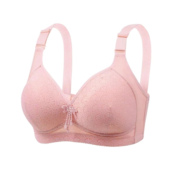 Ashirexll Bras for Women Adjustable Straps Solid Color Plus Size Gathering Full Cup Bra Without Underwire Hold Side Breasts Sagging Wireless Bras Pink 3XL