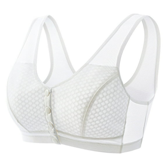 Ashirexll Bras for Women Front Closure Summer Ultra-Thin Seamless Traceless Breathable Comfortable Soft No Steel Ring Plus Size Underwear Wireless Bras White 80B