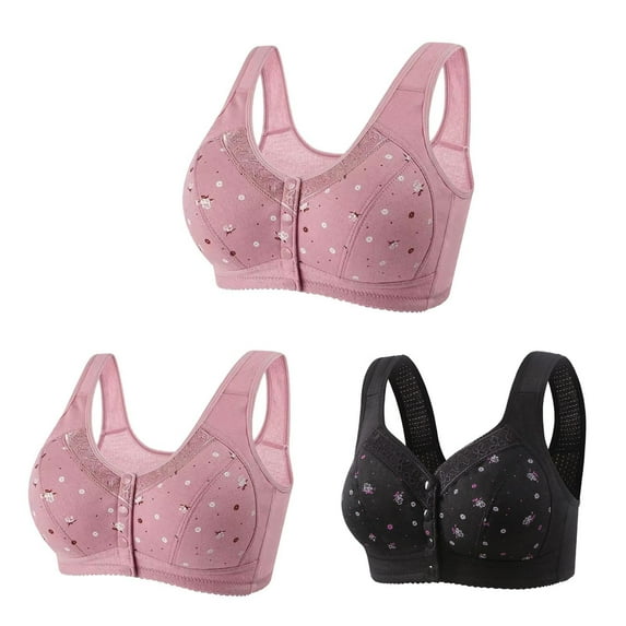 Ashirexll 3PC Bras for Women Pack, Plus Size Push Up Solid Color Breathable Comfortable Moisture Wicking Posture Support Bra Khaki H XL