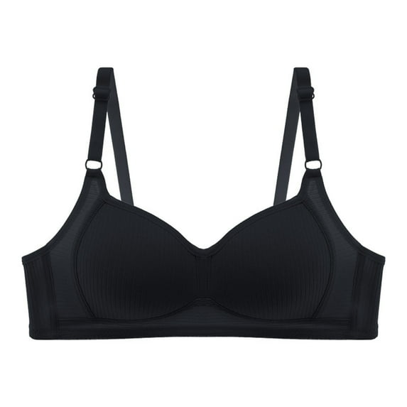Ashirexll Bras for Women Spaghetti Adjustable Strap Without Steel Rings Gathered and Breathable Developmental Underwear Ultra-Thin Breathable Comfortable Soft Pepper Bra Black M