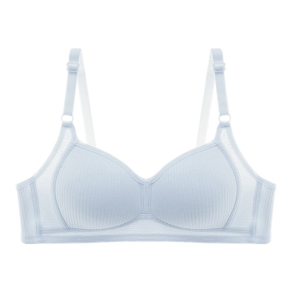 Ashirexll Bras for Women Spaghetti Adjustable Strap Without Steel Rings Gathered and Breathable Developmental Underwear Ultra-Thin Breathable Comfortable Soft Pepper Bra Light Blue XXL