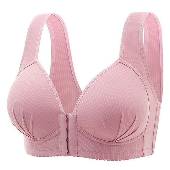 Ashirexll Bras for Women No Underwire, Comfortable Bras for Women, Front Button Plus Size Ultra-Thin Breathable Lightweight Posture Support Bra Pink M