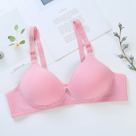 Ashirexll Bras for Women Adjustable Full Cup No Steel Ring Cotton Breathable Underwear Womens Bras Sports Bra Rose Gold L