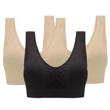 Ashirexll Bras for Women Fixed Cup Front Button Bra No Steel Ring Bra Thin Cut Perforated Cup Breathable Bra Khaki C XXL