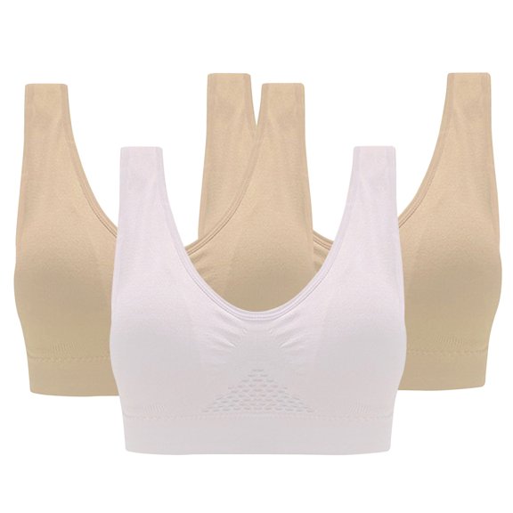 Ashirexll Bras for Women Fixed Cup Front Button Bra No Steel Ring Bra Thin Cut Perforated Cup Breathable Bra White D M