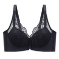 thumbnail image 1 of Ashirexll Bras for Women Front Closure Lace Gathering Posture Support Breathable Comfortable Soft Wireless Bras Black M, 1 of 2