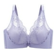 thumbnail image 1 of Ashirexll Bras for Women Front Closure Lace Gathering Posture Support Breathable Comfortable Soft Wireless Bras Purple XL, 1 of 1